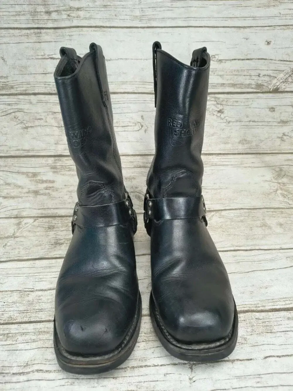 Red Wing Black Leather 969 Harness Motorcycle Engineer Boots Men Size 10.5 E2